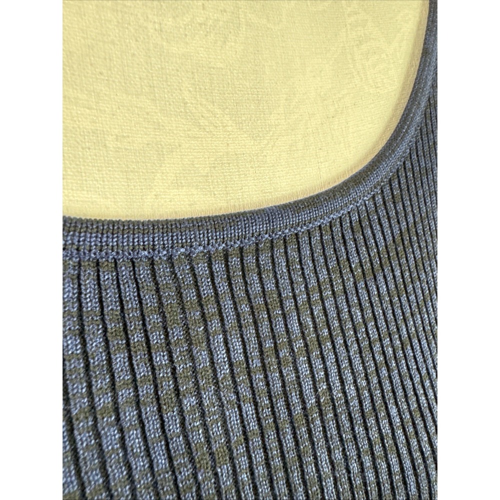 Nina Leonard‎ Women's L Ribbed Knit Bodycon Dress Blue Pleated Cuff NWT - Picture 5 of 12